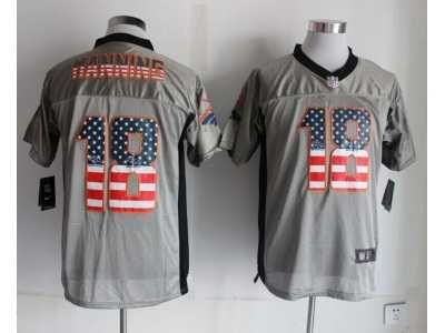 Nike Denver Broncos #18 Peyton Manning Grey Jerseys(USA Flag Fashion Shadow Elite)