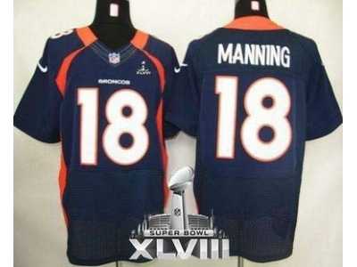 Nike Denver Broncos #18 Peyton Manning Navy Blue Super Bowl XLVIII Elite Jersey