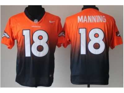 Nike Denver Broncos #18 Peyton Manning Orange-Blue Jerseys(Drift Fashion II Elite)
