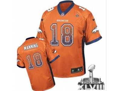 Nike Denver Broncos #18 Peyton Manning Orange Team Color Super Bowl XLVIII NFL Elite Drift Fashion Jersey
