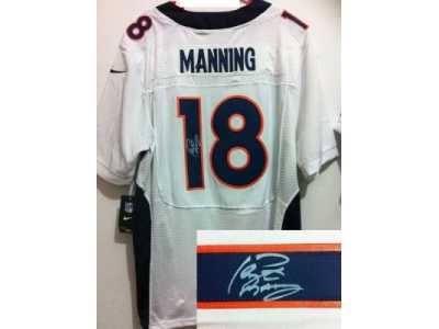 Nike Denver Broncos #18 Peyton Manning white Jerseys(Signed Elite)