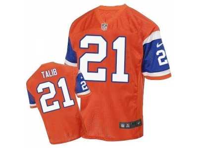Nike Denver Broncos #21 Aqib Talib Orange Throwback Men's Stitched NFL Elite Jersey