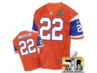 Nike Denver Broncos #22 C.J. Anderson Orange Throwback Super Bowl 50 Men's Stitched NFL Elite Jersey