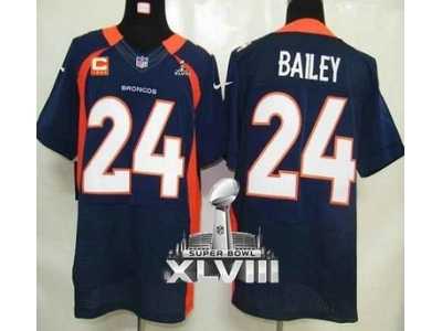 Nike Denver Broncos #24 Champ Bailey Navy Blue Alternate With C Patch Super Bowl XLVIII NFL Elite Jersey