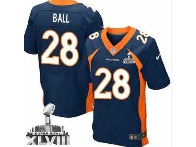 Nike Denver Broncos #28 Montee Ball Navy Blue Alternate Super Bowl XLVIII NFL Jersey(2014 New Elite)