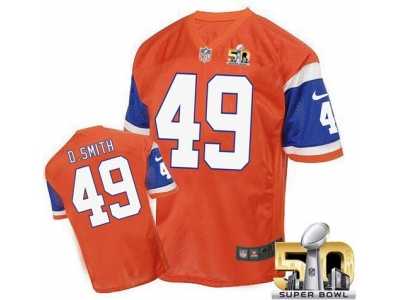 Nike Denver Broncos #49 Dennis Smith Orange Super Bowl 50 Men's Stitched NFL Elite Throwback Jersey