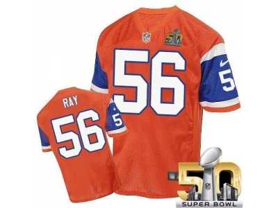 Nike Denver Broncos #56 Shane Ray Orange Throwback Super Bowl 50 Men's Stitched NFL Elite Jersey