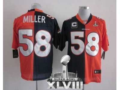 Nike Denver Broncos #58 Von Miller Orange-Navy Blue Super Bowl XLVIII NFL Elite Split Jersey