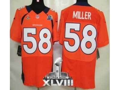 Nike Denver Broncos #58 Von Miller Orange Team Color With Hall of Fame 50th Patch Super Bowl XLVIII NFL Elite Jersey
