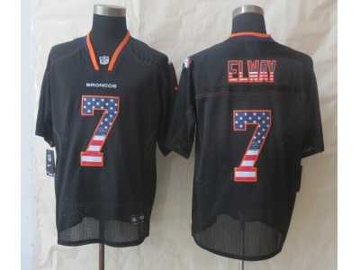 Nike Denver Broncos #7 Elway Black Jerseys(Elite USA Flag Fashion)