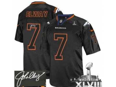 Nike Denver Broncos #7 John Elway Lights Out Black Super Bowl XLVIII NFL Elite Autographed Jersey