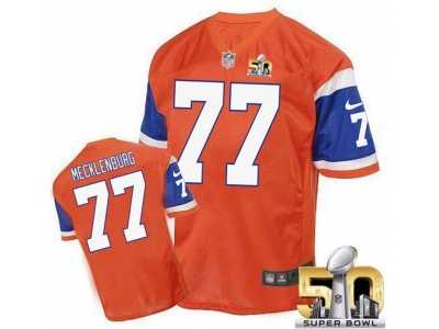 Nike Denver Broncos #77 Karl Mecklenburg Orange Super Bowl 50 Men's Stitched NFL Elite Throwback Jersey