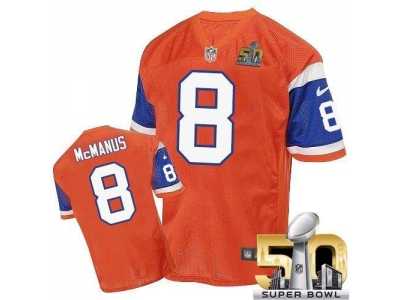Nike Denver Broncos #8 Brandon McManus Orange Throwback Super Bowl 50 Men's Stitched NFL Elite Jersey
