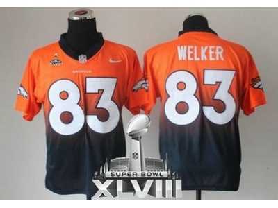 Nike Denver Broncos #83 Wes Welker Orange-Navy Blue Super Bowl XLVIII NFL Elite Fadeaway Fashion Jersey