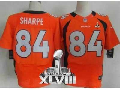 Nike Denver Broncos #84 Shannon Sharpe Orange Team Color Super Bowl XLVIII NFL Elite Jersey