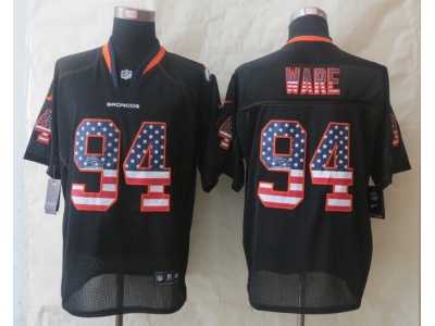 Nike Denver Broncos #94 Ware Black Jerseys(USA Flag Fashion Elite)