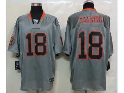 Nike NFL Denver Broncos #18 Peyton Manning Lights Out Grey Jerseys(Elite)