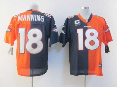 Nike NFL Denver Broncos #18 Peyton Manning orange-blue jerseys[Elite split]