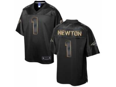 Nike Carolina Panthers #1 Cam Newton Pro Line Black Gold Collection Jersey(Game)