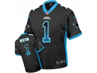 Nike Carolina Panthers #1 Cam Newton Black Team Color Men''s Stitched NFL Elite Drift Fashion Jersey