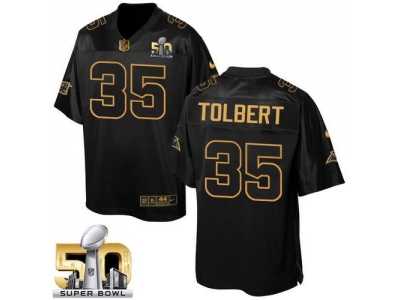 Nike Carolina Panthers #35 Mike Tolbert Black Super Bowl 50 Men's Stitched NFL Elite Pro Line Gold Collection Jersey