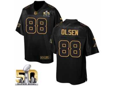 Nike Carolina Panthers #88 Greg Olsen Black Super Bowl 50 Men's Stitched NFL Elite Pro Line Gold Collection Jersey