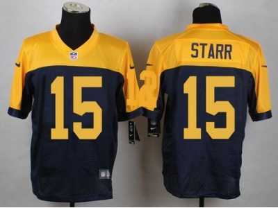 Nike Green Bay Packers #15 Bart Starr yellow-blue jerseys[Elite]
