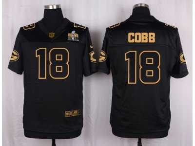 Nike Green Bay Packers #18 Randall Cobb Black Pro Line Gold Collection Jersey(Elite)