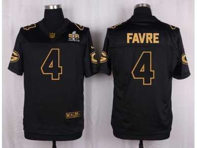 Nike Green Bay Packers #4 Brett Favre Black Pro Line Gold Collection Jersey(Elite)