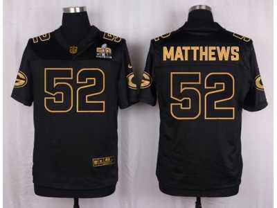 Nike Green Bay Packers #52 Clay Matthews Black Pro Line Gold Collection Jersey(Elite)