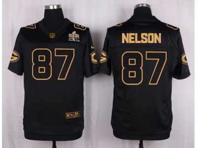 Nike Green Bay Packers #87 Jordy Nelson Black Pro Line Gold Collection Jersey(Elite)