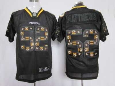 Nike NFL Green Bay Packers #52 Clay Matthews Black Jerseys[Elite united sideline]