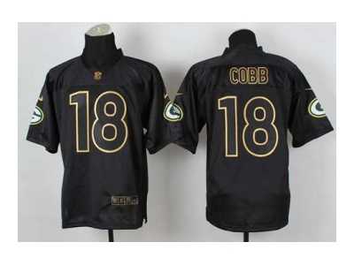 Nike jerseys green bay packers #18 randall cobb black[Elite gold lettering fashion]