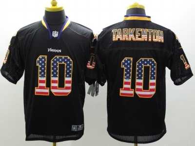 Nike Minnesota Vikings #10 Fran Tarkenton Black Jerseys(USA Flag Fashion Elite)