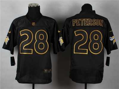 Nike Minnesota Vikings #28 Adrian Peterson black jerseys[Elite gold lettering fashion]