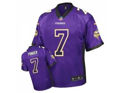 Nike Minnesota Vikings #7 Christian Ponder Purple Jersey(Elite Drift Fashion)