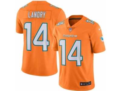 Men's Nike Miami Dolphins #14 Jarvis Landry Elite Orange Rush NFL Jersey