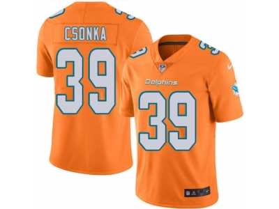 Men's Nike Miami Dolphins #39 Larry Csonka Elite Orange Rush NFL Jersey