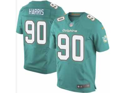 Men\'s Nike Miami Dolphins #90 Charles Harris Elite Aqua Green Team Color NFL Jersey