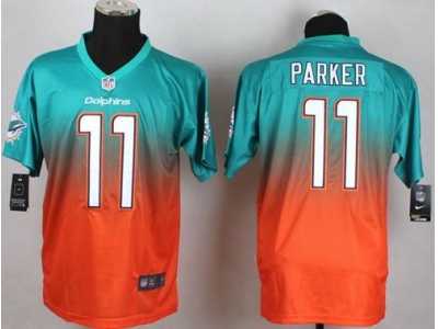Nike Miami Dolphins #11 DeVante Parker Aqua Green Orange jerseys(Elite Fadeaway Fashion)