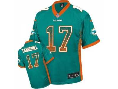 Nike Miami Dolphins #17 Ryan Tannehill Aqua Green Jersey(Elite Drift Fashion)