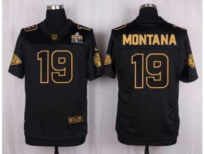 Nike Kansas City Chiefs #19 Joe Montana Black Pro Line Gold Collection Jersey(Elite)