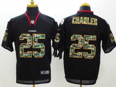 Nike Kansas City Chiefs #25 Jamaal Charles Black jerseys(Elite Camo Fashion)