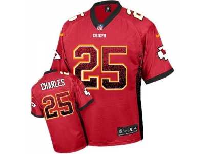 Nike Kansas City Chiefs #25 Jamaal Charles Red Jersey(Elite Drift Fashion)