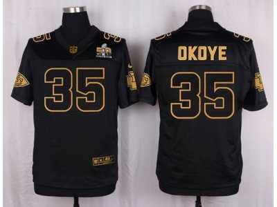 Nike Kansas City Chiefs #35 Christian Okoye Black Pro Line Gold Collection Jersey(Elite)