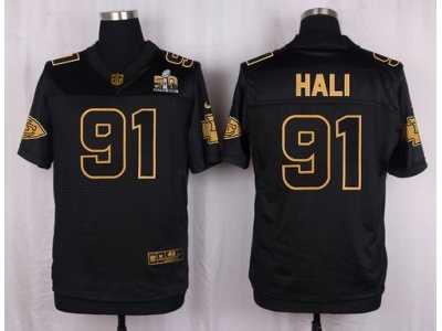 Nike Kansas City Chiefs #91 Tamba Hali Black Pro Line Gold Collection Jersey(Elite)