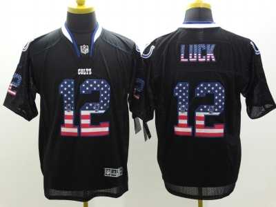Nike Indianapolis Colts #12 Andrew Luck Black Jerseys(USA Flag Fashion Elite)
