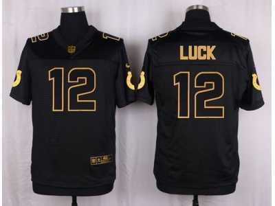Nike Indianapolis Colts #12 Andrew Luck Black Pro Line Gold Collection Jersey(Elite)