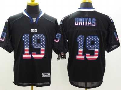 Nike Indianapolis Colts #19 Johnny Unitas Black Jerseys(USA Flag Fashion Elite)