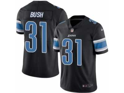 Men's Nike Detroit Lions #31 Rafael Bush Elite Black Rush NFL Jersey